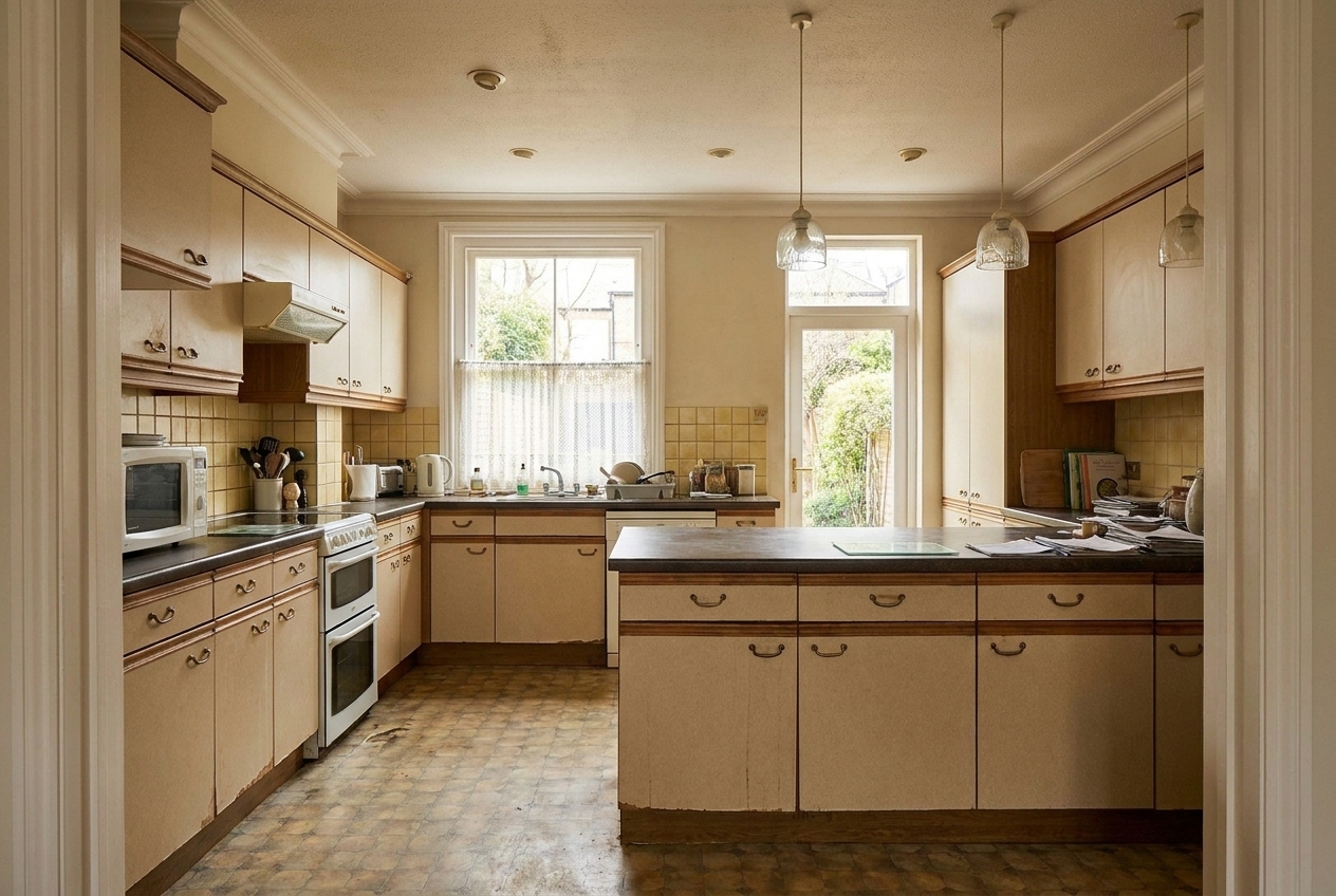 Dated 1990s kitchen before renovation